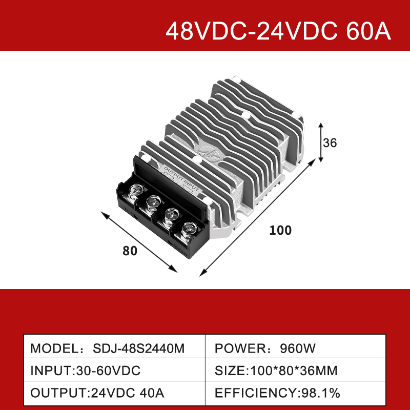 48V a 24V 3A a 85A Conversor DC/DC Step Down IP68 Fonte de alimentação à prova d'água para sistema solar