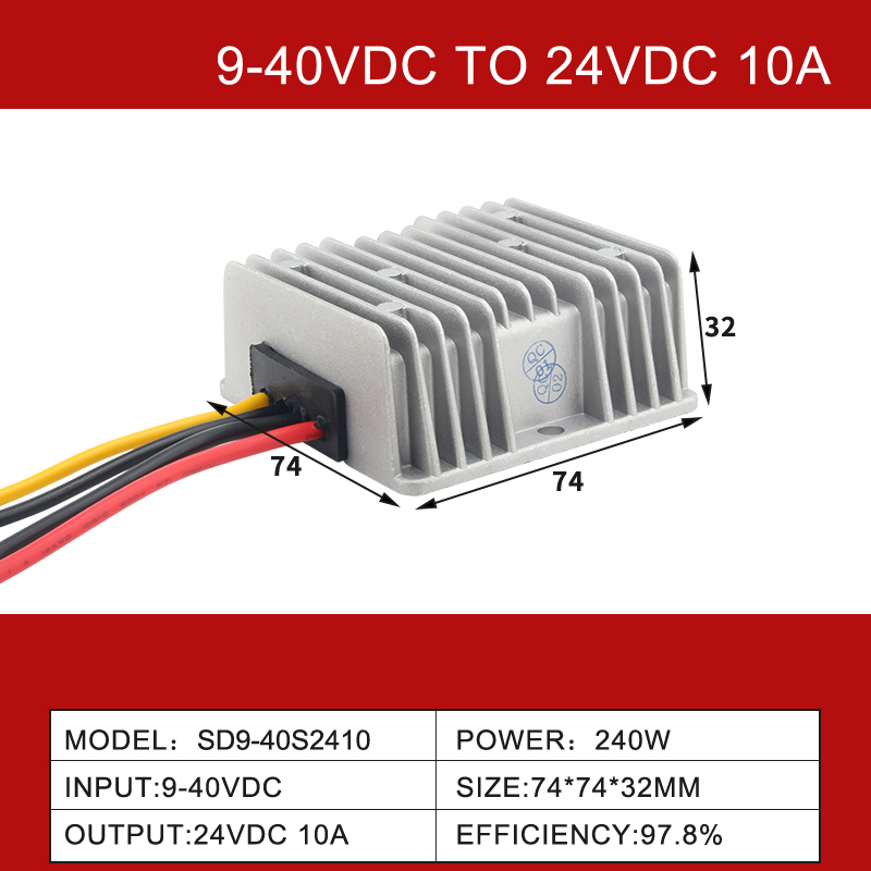 9-40V a 24V 2-30A Conversor de carro Buck não isolado de saída única DC-DC Boost