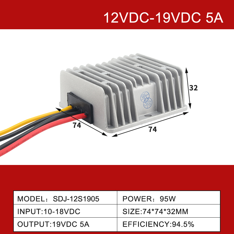 12V a 19VDC 3A a 30A Conversor DC-DC à prova d'água IP68 não isolado de alta eficiência 