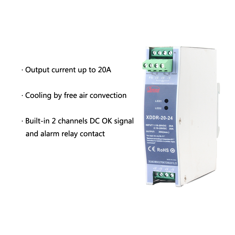 Módulo de redundância tipo trilho din XDDR-20/DRDN-20 20A 12V/24V/48V suporta sistema de redundância 1+1 e N+1
