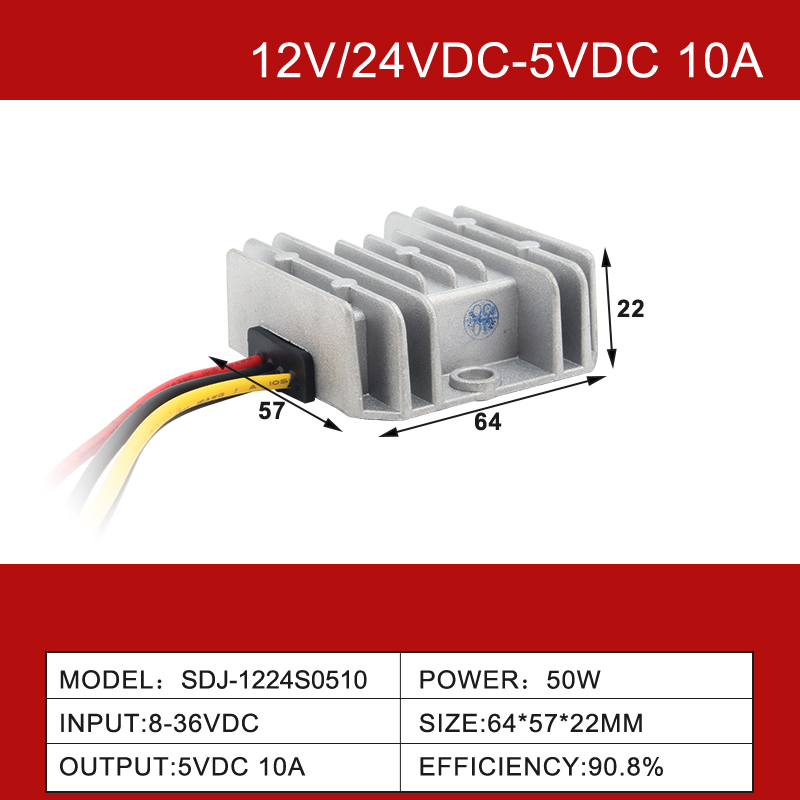 12V / 24VDC a 5VDC 3A a 60A Conversor Buck DC-DC à prova d'água não isolado IP68 