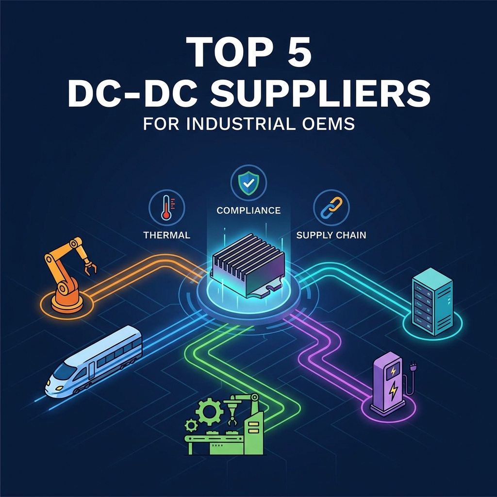 Os 5 principais fornecedores de conversores DC-DC para aplicações industriais OEM